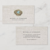 Elegante linnen look Bird Nest Professional Visitekaartje (Voorkant / Achterkant)