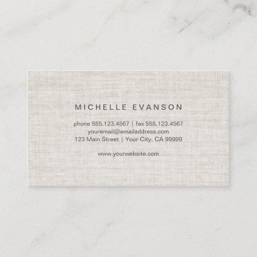 Elegante linnen look Bird Nest Professional Visitekaartje (Achterkant)