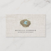 Elegante linnen look Bird Nest Professional Visitekaartje (Voorkant)