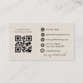 Elegante Linnen Script  Moderne QR Code Visitekaartje (Achterkant)
