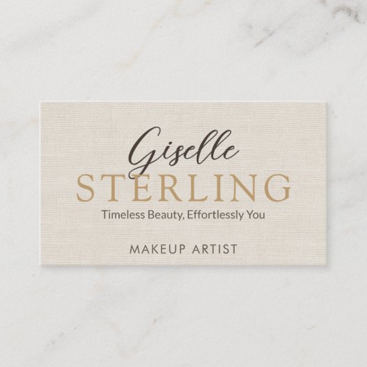 Elegante Linnen Script  Moderne QR Code Visitekaartje (Voorkant)