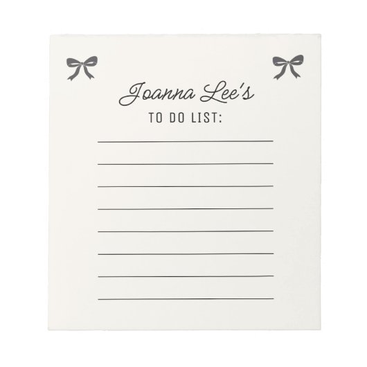 Elegante lint boog gevoerd briefpapier notitieblok (Voorkant)