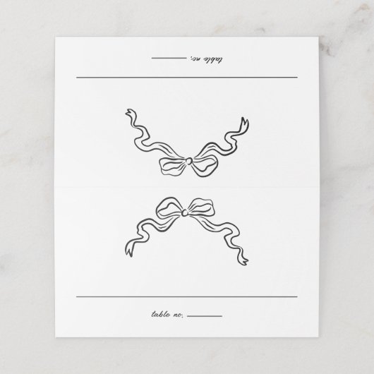 Elegante lint boog hand getrokken Doodles bruiloft Plaatskaartje (Buitenkant ongevouwen)