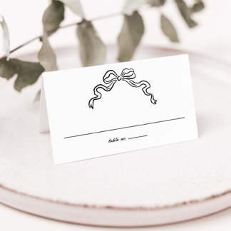 Elegante lint boog hand getrokken Doodles bruiloft Plaatskaartje