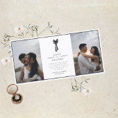 Elegante lint boog zwart en wit bruiloft bedankkaart