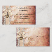 Elegante lint en bloemen bruiloft behuizing Kaarte Informatiekaartje (Voorkant / Achterkant)