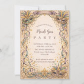 Elegante Lint Maskerade Mardi Gras Kaart (Voorkant)