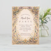 Elegante Lint Maskerade Mardi Gras Kaart (Staand voorkant)