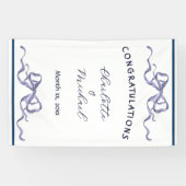 Elegante lint romantische trouwdag gefeliciteerd spandoek (Horizontaal)