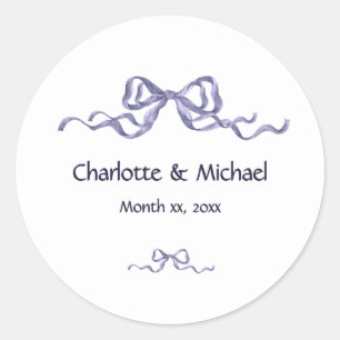 Elegante lint romantische trouwdag ronde sticker
