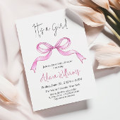 Elegante lint roze strik baby meisje baby shower kaart