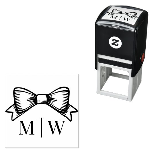 Elegante lintboog #6 Trouwkoppel initials Zelfinktende Stempel (In situ)