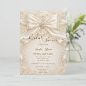 Elegante linten strik bruiloft douche uitnodiging (Staand voorkant)