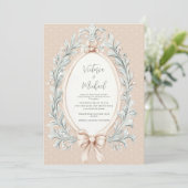 Elegante lintframe groen vintage bruiloft kaart (Staand voorkant)