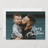 Elegante linthoek vrolijk kerstscript feestdagenkaart (Voorkant)
