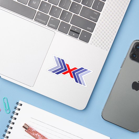 Elegante lintlijn Letter X Monogram Sticker (Laptop met iPhone)