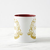 Elegante linttop en gouden initiaalmonogram mok (Midden)