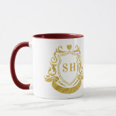 Elegante linttop en gouden initiaalmonogram mok (Links)