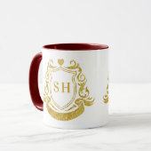 Elegante linttop en gouden initiaalmonogram mok (Voorkant links)