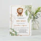 ELEGANTE LION BABYSHOWER UITNODIGING (Staand voorkant)