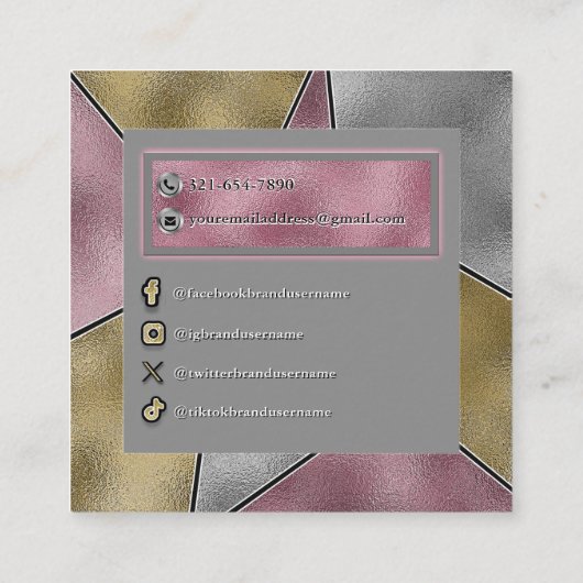 Elegante Lip Gloss Schoonheid Cosmetisch Merk Cust Vierkante Visitekaartje (Achterkant)