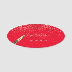 Elegante lippenstift,Confetti ,Visagist,Rood Naamplaatje