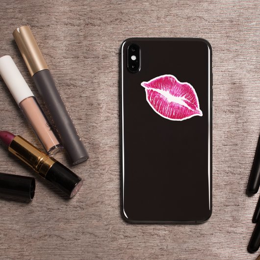 Elegante lippenstift kus roze Mode lippen make-up Sticker