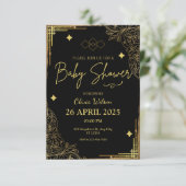 Elegante Little King's Gold & Black Baby shower Kaart (Staand voorkant)