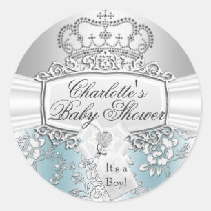 Elegante Little Prince Blauwe Baby Shower Sticker
