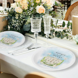 Elegante locatie bloemen duiven Bruiloft Luxe Papieren Bordje