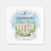 Elegante locatie | bloemen duiven Bruiloft Luxe Servet (Voorkant)