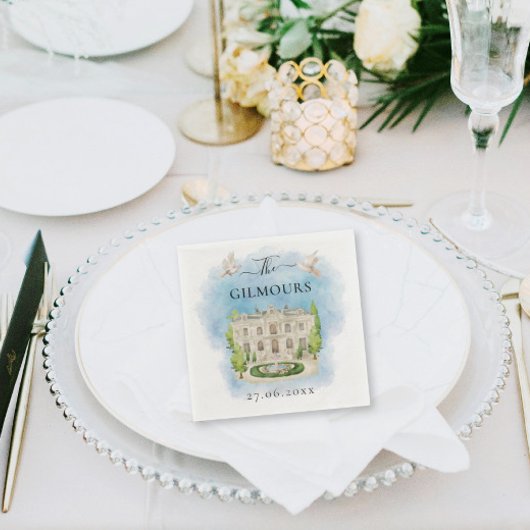 Elegante locatie | bloemen duiven Bruiloft Luxe Servet