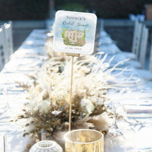 Elegante locatie fontein duiven bloemen Bruidsmeis Vierkante Sticker