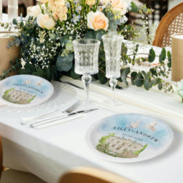 Elegante locatie | Fonteinduiven Bruiloft Luxe Papieren Bordje