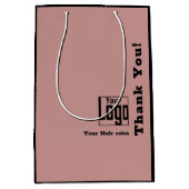 Elegante Logo Bedankt! Zwart Roze Haar Salon Medium Cadeauzakje (Voorkant)