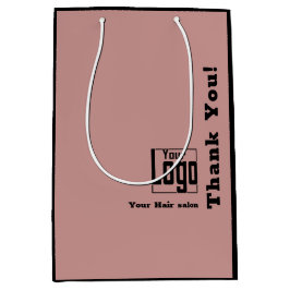 Elegante Logo Bedankt! Zwart Roze Haar Salon Medium Cadeauzakje