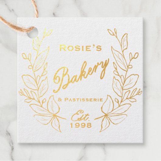 Elegante Logo Botanische krans | Bakkerijscript Bedankjes Labels (Voorkant)