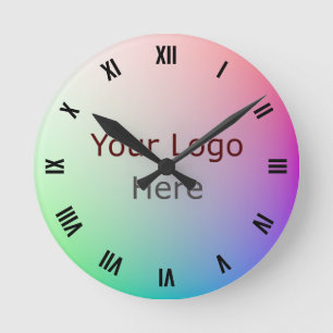 Elegante Logo, Foto op Pastel Rainbow Color Wheel Ronde Klok