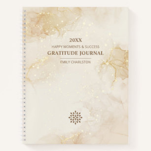 Elegante Logo Gold Beige Waterverf Dankbaarheid Notitieboek