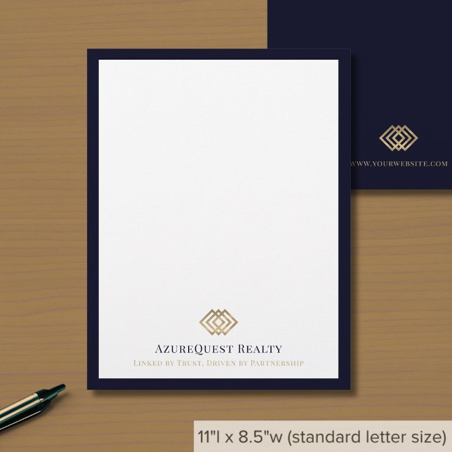 Elegante Logo Luxe Navy Border Briefhoofd (Creator heeft geüpload)