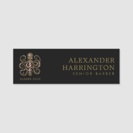 Elegante logo met bronzen octopus voor herenkapper naamplaatje