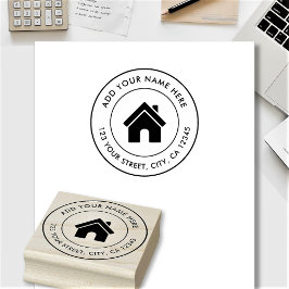 Elegante logo met eigen naam en retouradres rubberstempel