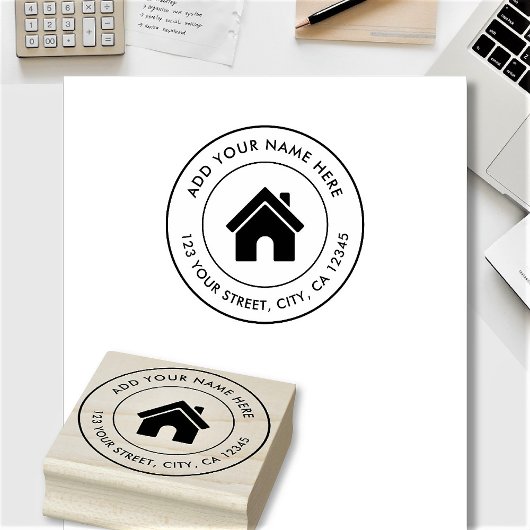 Elegante logo met eigen naam en retouradres rubberstempel