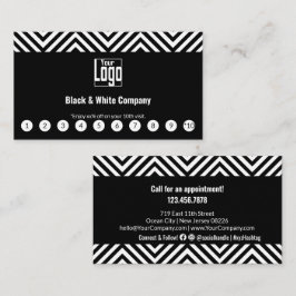 Elegante logo met zwart-wit sociaal mediaboodschap klantenkaartje