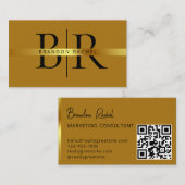 Elegante logo QR code gold gradient divider qr cod Visitekaartje (Voorkant / Achterkant)