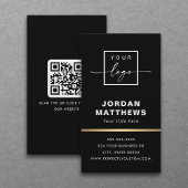 Elegante logo QR-code gouden verlooprand zwart Visitekaartje