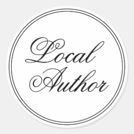Elegante lokale auteur wit zwart ronde sticker