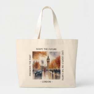 Elegante Londense herfst tafereel boodschappentas Grote Tote Bag