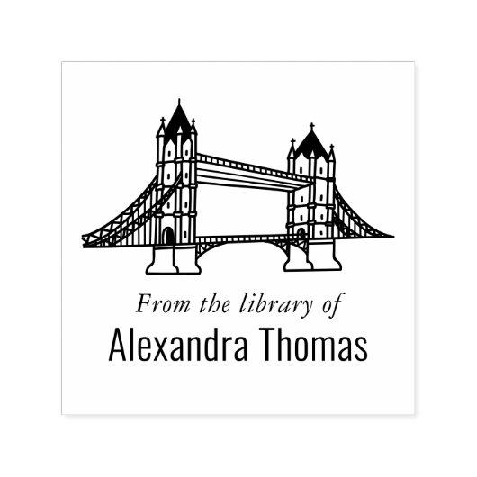 Elegante London Bridge Bibliotheek Boeknaam Zelfinktende Stempel (Design)
