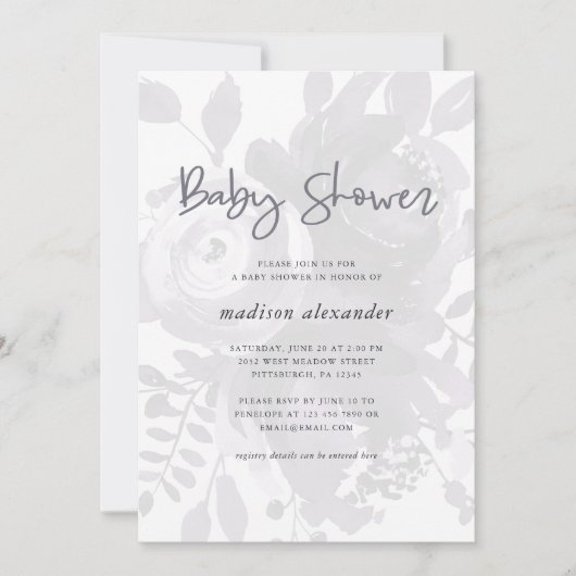 Elegante  look Bloemen Baby shower Uitnodiging (Voorkant)